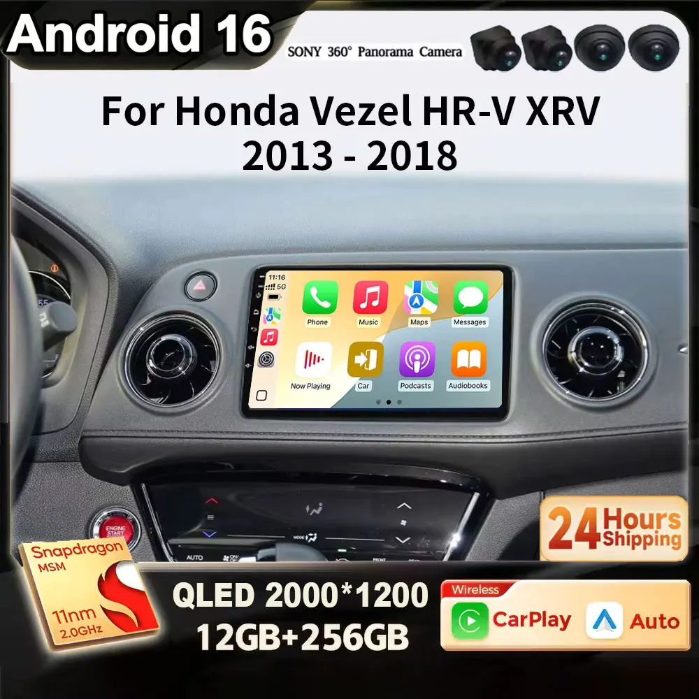 For Honda Vezel HR V HRV XRV 2013 - 2020 Android 16 Wireless CarPlay Auto Car Radio Multimedia 4G WiFi BT Touch Screen Autoradio