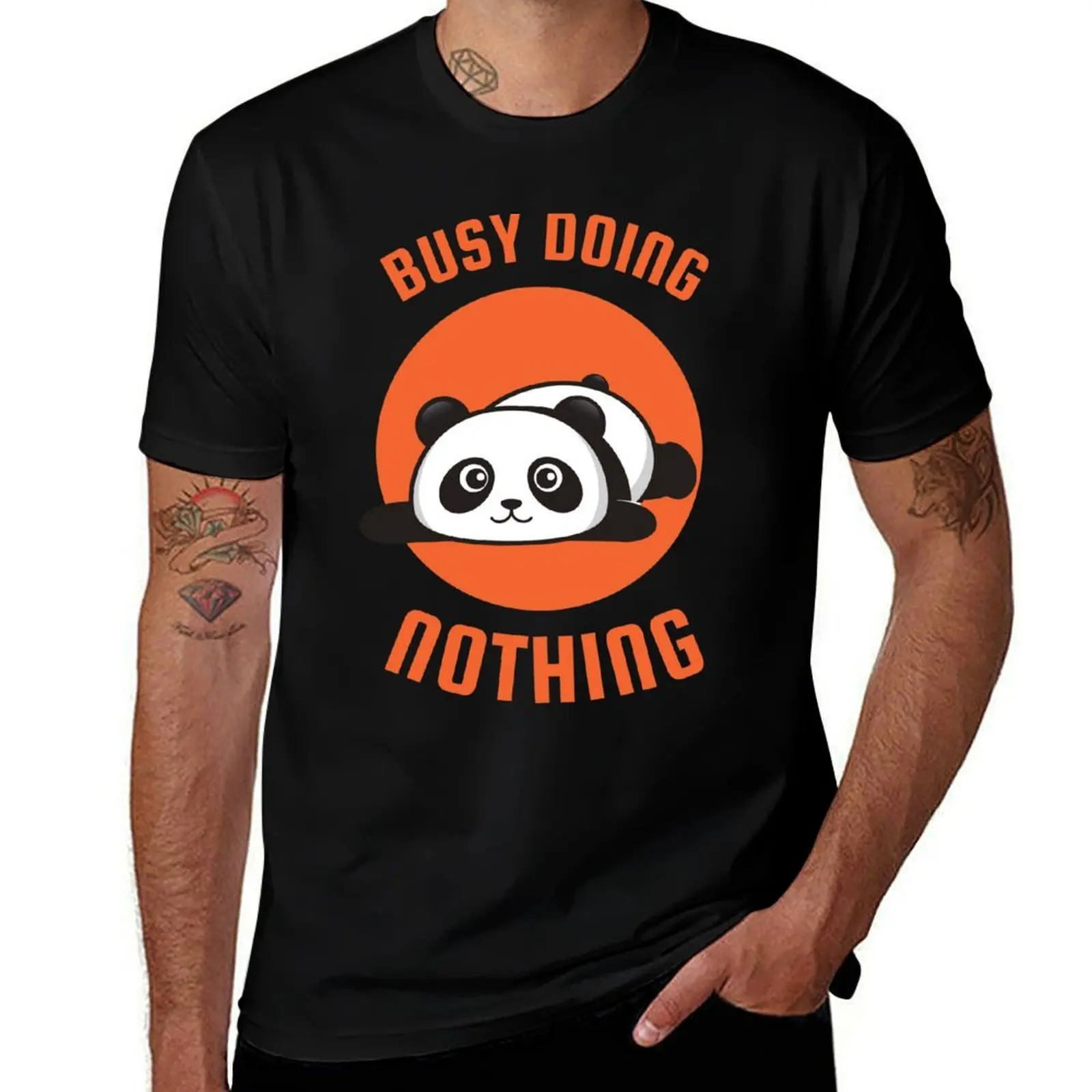 

BUSY DOING NOTHING PANDA COMIC T-Shirt fashion shirts new edition oversized t shirt blacks men graphic t shirts
