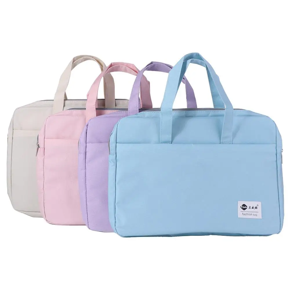 กระเป๋าเก็บเอกสารความจุขนาดใหญ่ ผ้าอ็อกซ์ฟอร์ดสองชั้น กระเป๋าเก็บหนังสือ กันน้ำ มีหูหิ้ว สำหรับจัดระเบียบเอกสารขนาด A4