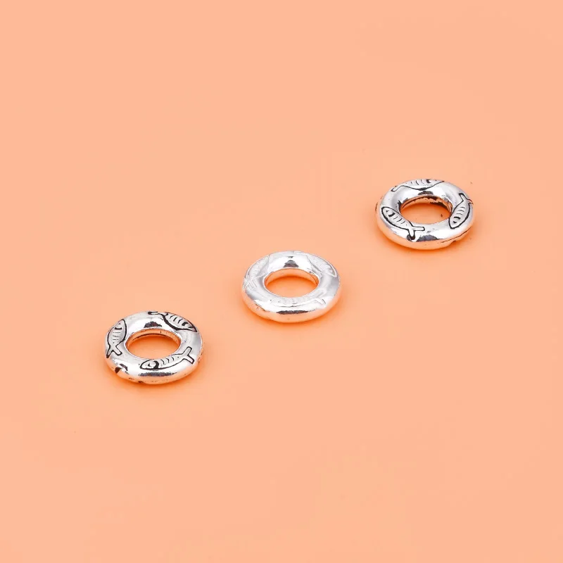 5 handmade diy jewelry accessories 925 sterling silver vintage fish closed ring spacers