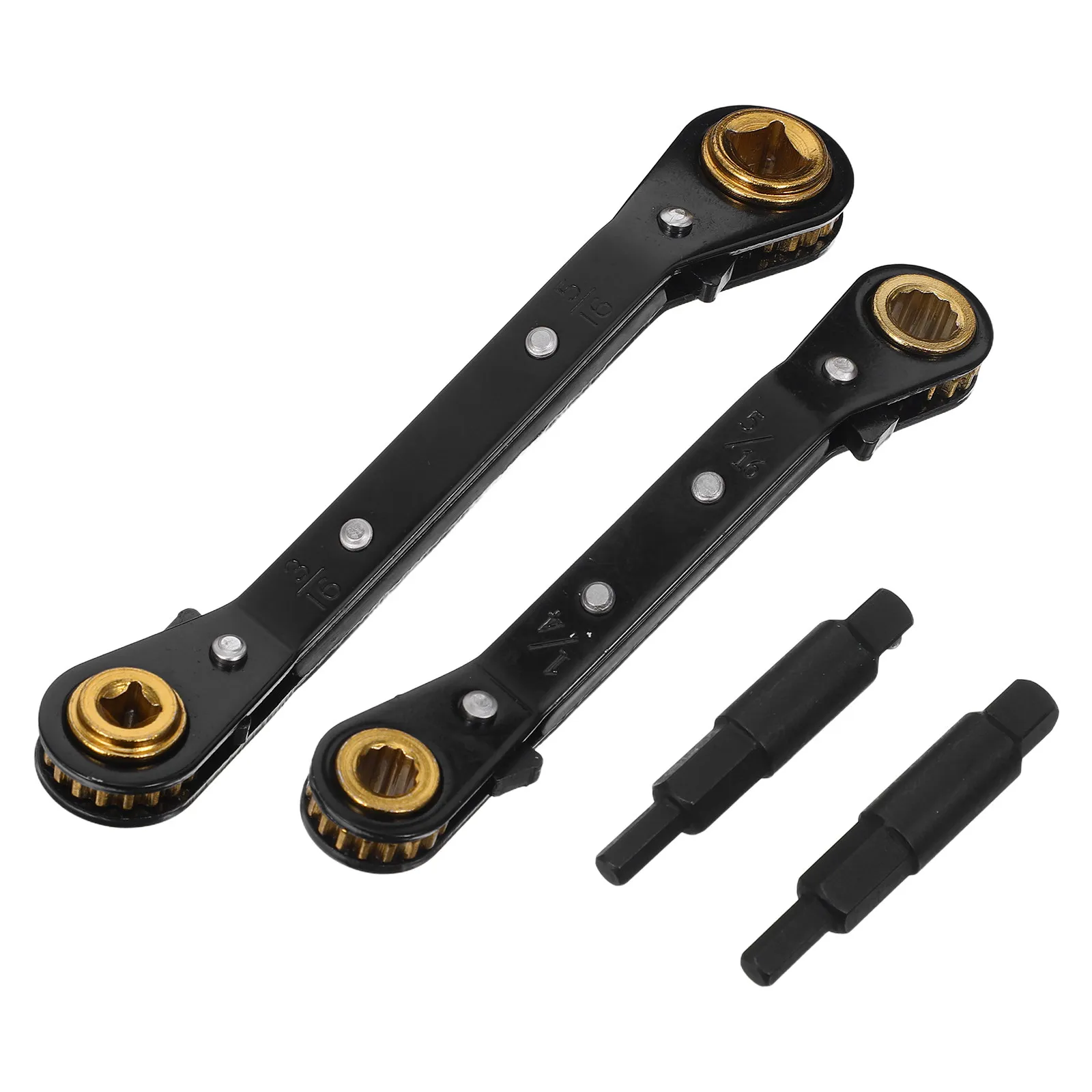 2Pcs Refrigeration Ratchet Wrench Set Curved Handle Dual Use Quick Release Air Conditioner Tool for Tight Spaces