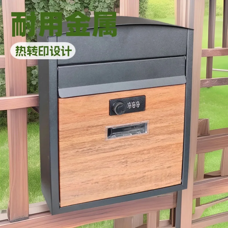 HYS direct sales password lock mailbox metal mailbox heat transfer wood grain mailbox