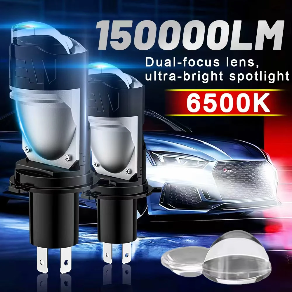 

2PCS 150000LM H4 Canbus Car Headlight Mini Lens H4 9003 HB2 LED Projector Bulb 6500K Auto Motorcycle Mini