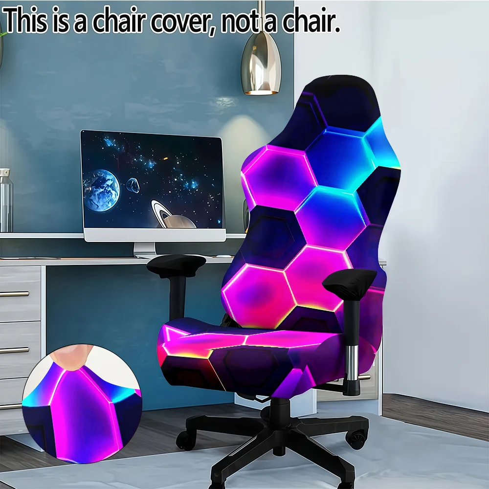 Kreativer, unregelmäßiger, geometrischer Muster-Computerstuhlbezug, leuchtender Gaming-Stuhlbezug für Büro, Schlafzimmer, Gaming-Stuhl-Dekoration