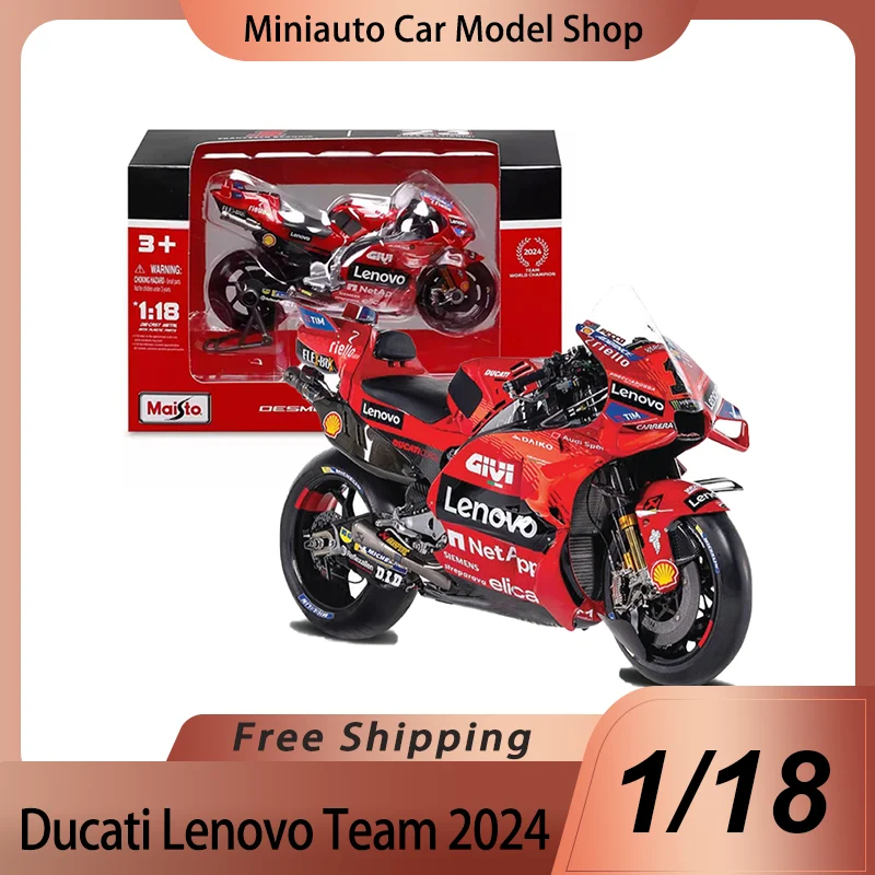 En stock Nuevo Maisto 1:18 Moto Gp Ducati Lenovo Team 2024 # 1 # 23 aleación miniatura Diecast modelo Moto Gp juguetes niños regalo