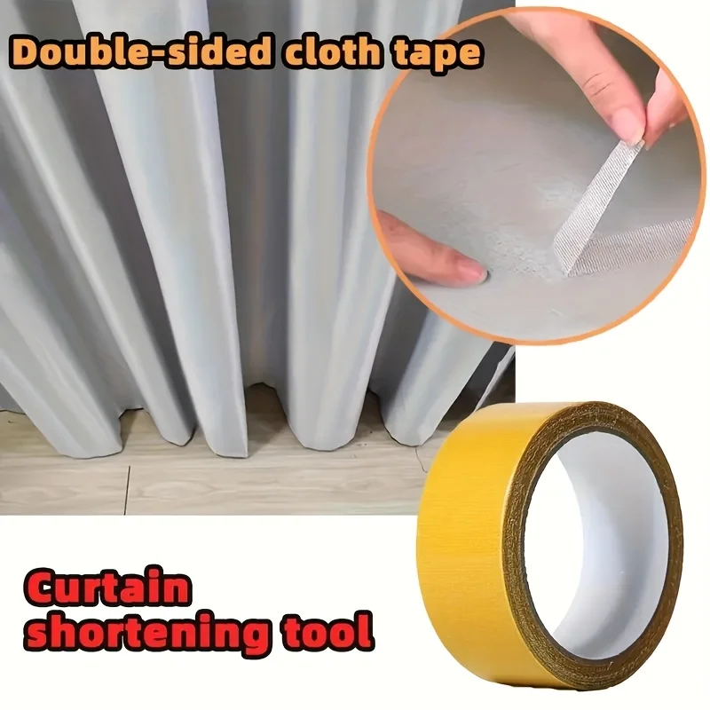 1 Roll 393.7 Inch Curtain Shortening Tape Multifunctional Adhesive Tape Durable Roll Pack Curtain Hemming Fixing Sticker Home Te
