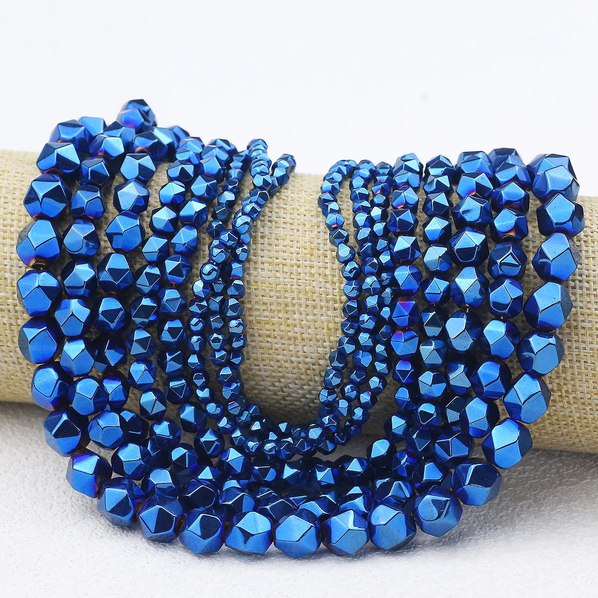 3/4/6/8/10mm kare kesim açısı hematit mavi boncuk taş Spacer dağınık boncuklar takı bilezik küpe kolye DIY aksesuarları