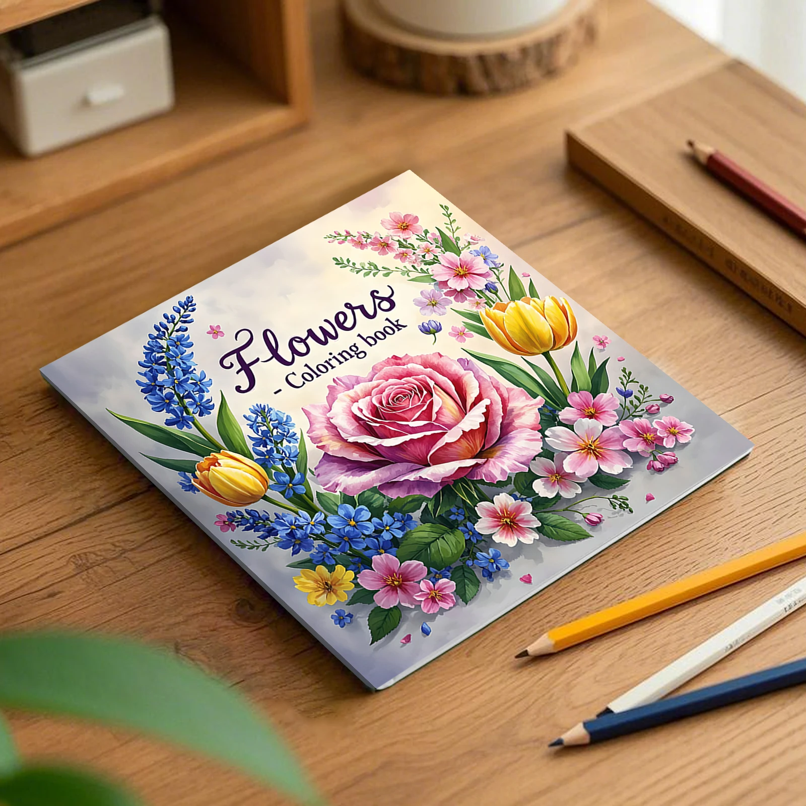 Flower Art Coloring Book 24 Page Gift For Birthday Party Relieve Stress Kill Time Graffiti Painting Drawing Art Book for Adults