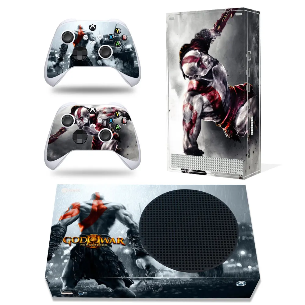 For Xbox Series S Console and 2 Controllers Skin Sticker Protective Vinyl Wrap Cover GOD OF WAR with XSS Skin Customize image