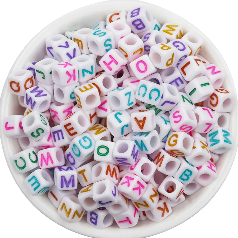 100pcs/lot  A-Z Acrylic Letter Bead Square Loose Spacer Alphabet Beads for DIY Bracelet Necklace Jewelry Making Supplies