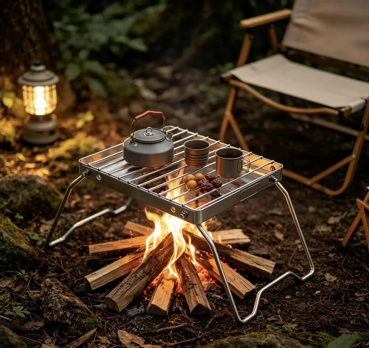 Outdoor Stainless Steel Stove Holder Camping Portable Folding Mini Barbecue Rack Pot Holder Baking Tray Holder gallery 1