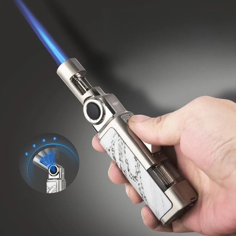 HONEST – pistolet de soudage à buse pliable, torche à gaz Butane, briquet, fenêtre à gaz Visible, transport de cigares, briquets à cigares en diamant pour fumer