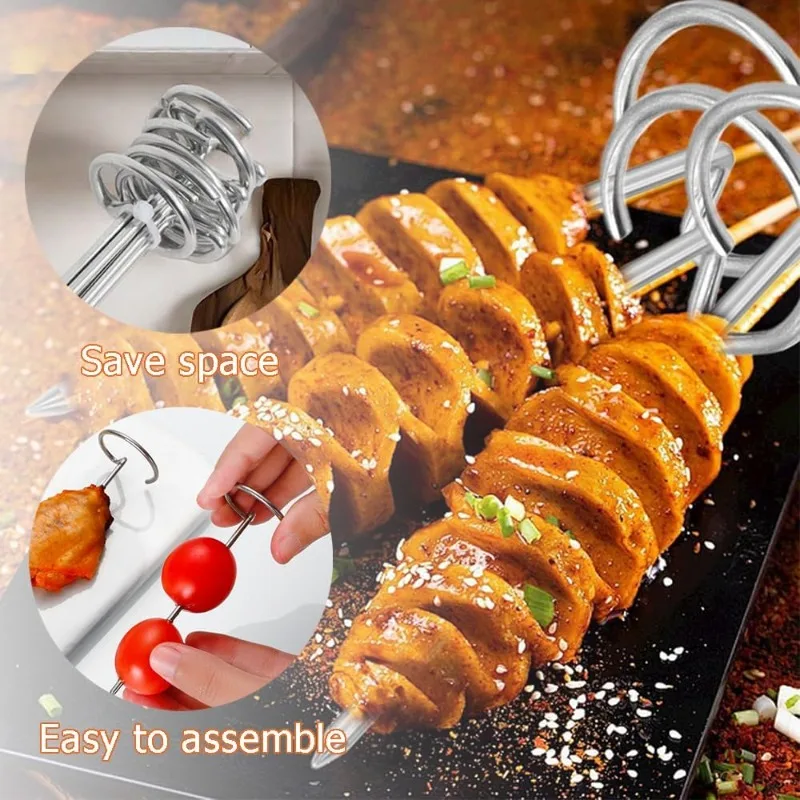 10-30 Stück Edelstahl-Grillspieße für Heißluftfritteusen, vertikale Grillspieße, universelles Zubehör, wiederverwendbare vertikale Grillstäbe – Detail 4