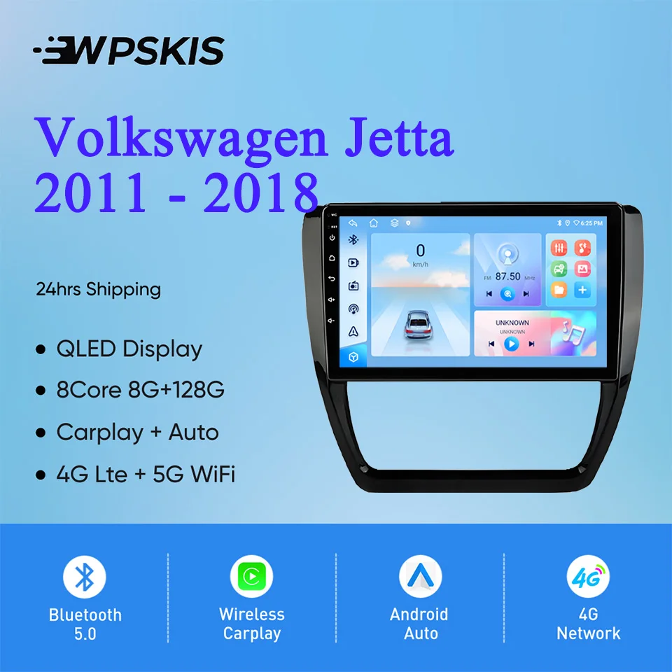 For Volkswagen Jetta 2011 - 2018 Auto Stereo Radio Multimedia Video Player Navigation GPS Monitor Android 14 4G Lte WiFi Carplay