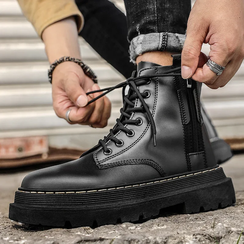 Stivali da moto Mocassini Scarpe sportive e per il tempo libero Scarpe moda da uomo Scarpe casual Fondo spesso Morbido e confortevole OutdoorAnti antiscivolo