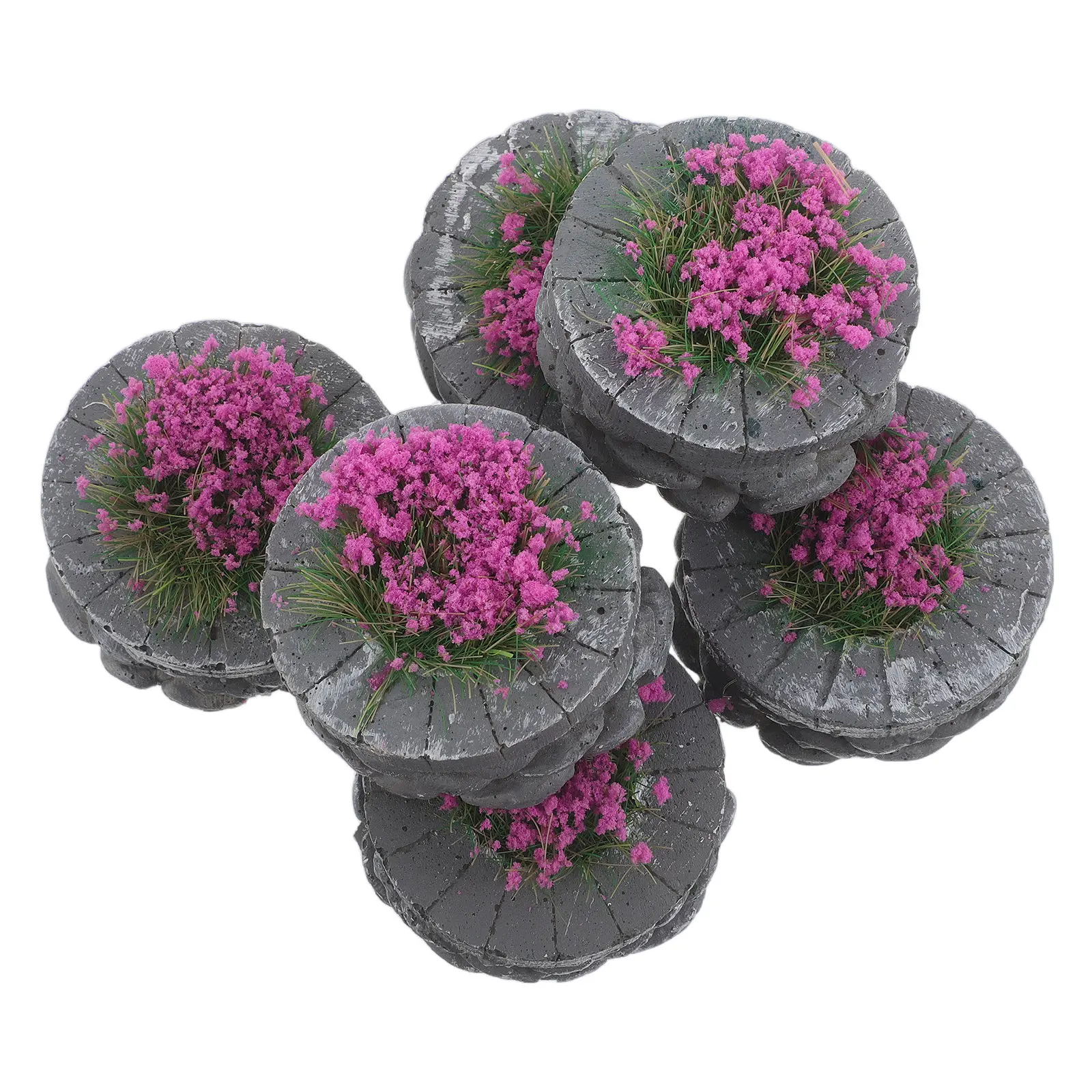 

6Pcs Simulation Flower Bed for DIY Miniature Landscaping Realistic Sand Table Accessories Micro Garden Scene Decoration