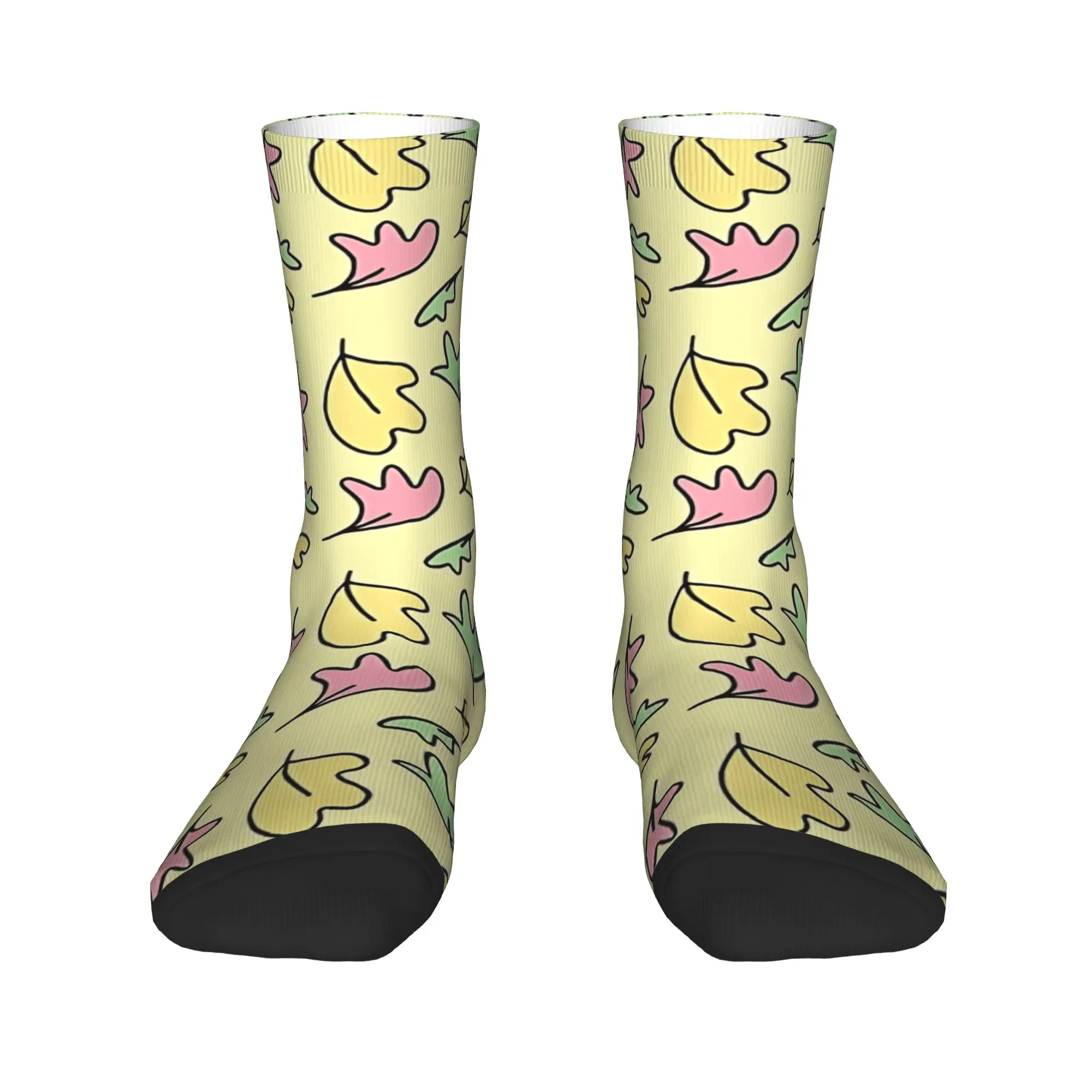 Folhas coração-rolhas meias impressas meias antiderrapantes meias masculinas respirável outono vintage skate meias