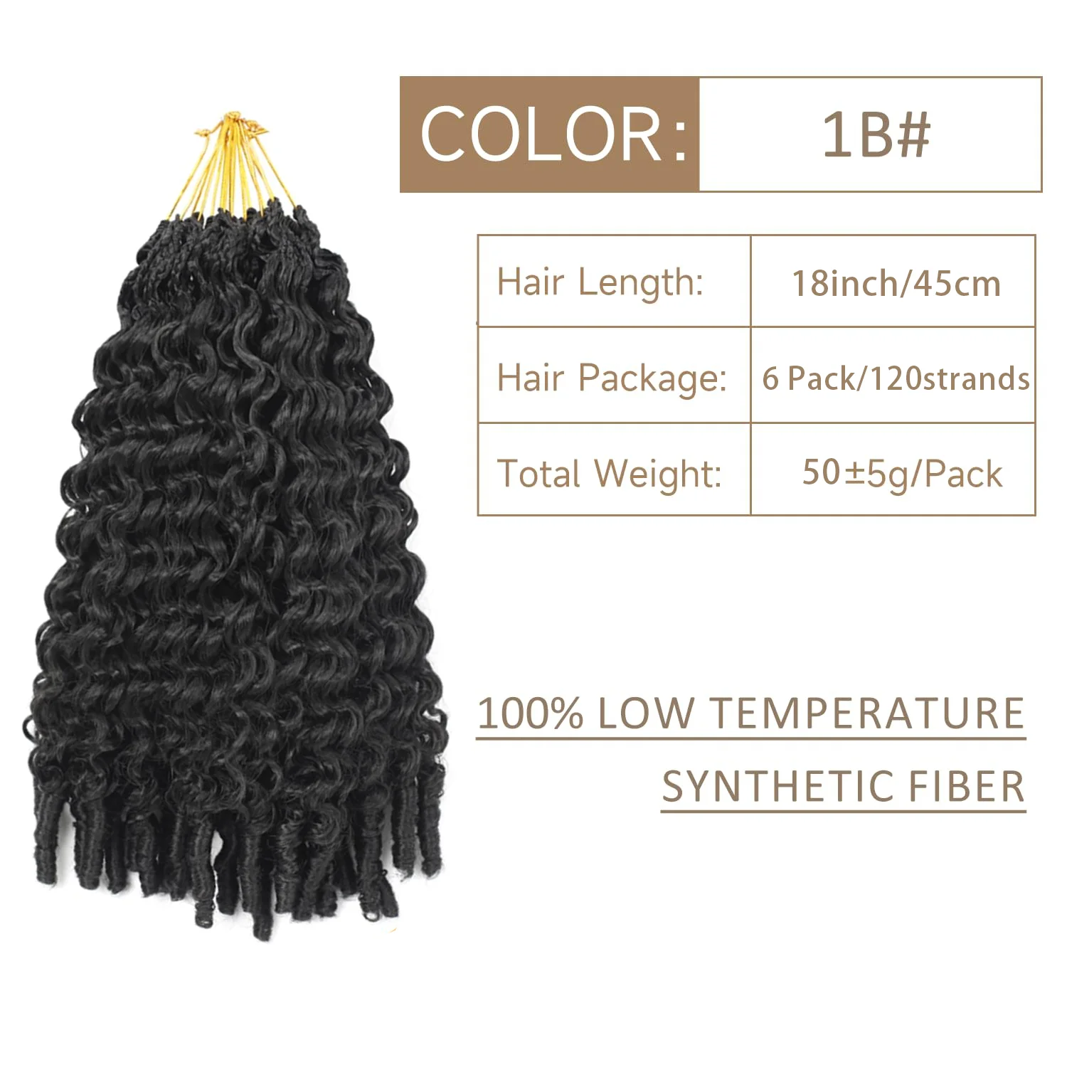 6 Packs Burmese Curly Crochet Hair 18inch Knotless Pre-Separated Crochet Hair With Spiral Curl Synthetic Hair Easy to Install