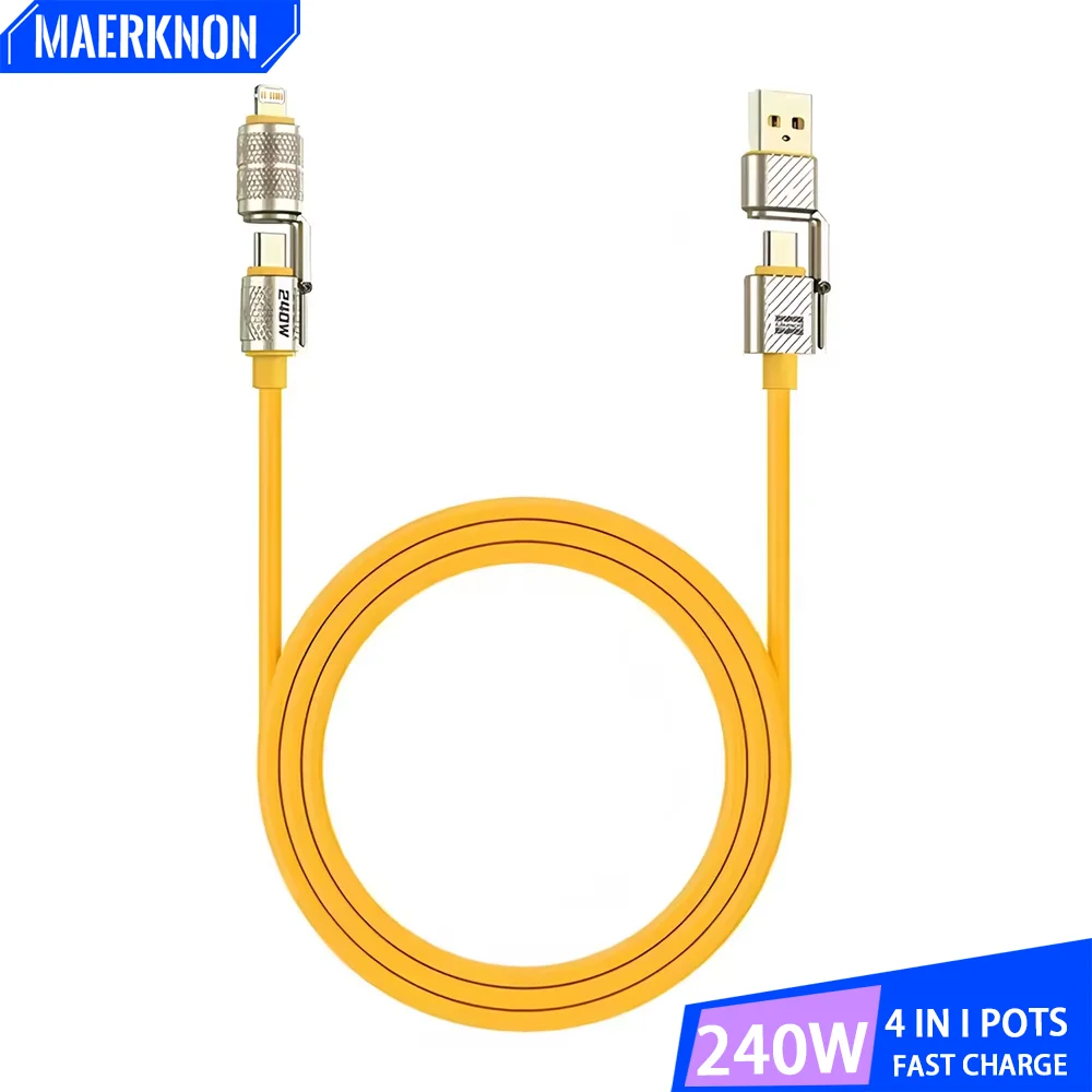 

PD 240W 4 in1 Type C Charging Cable Super Fast Charge Type-C To USB C Wire For iPhone 16 15 Samsung Xiaomi PD 2-in-2 Data Cable