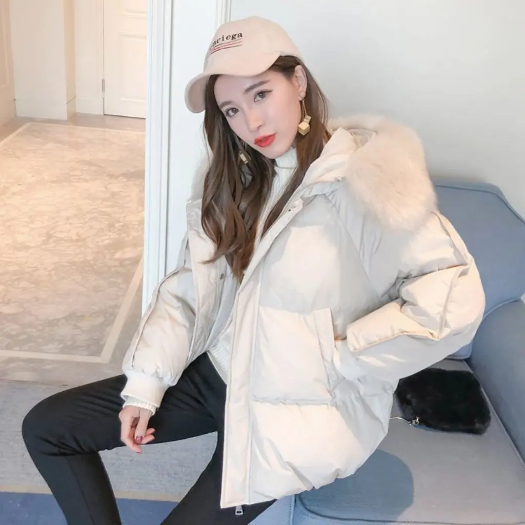 

Женское внесезонное хлопковое пальто в корейском стиле, короткая свободная утолщенная куртка для студентов, хлопковая верхняя одежда