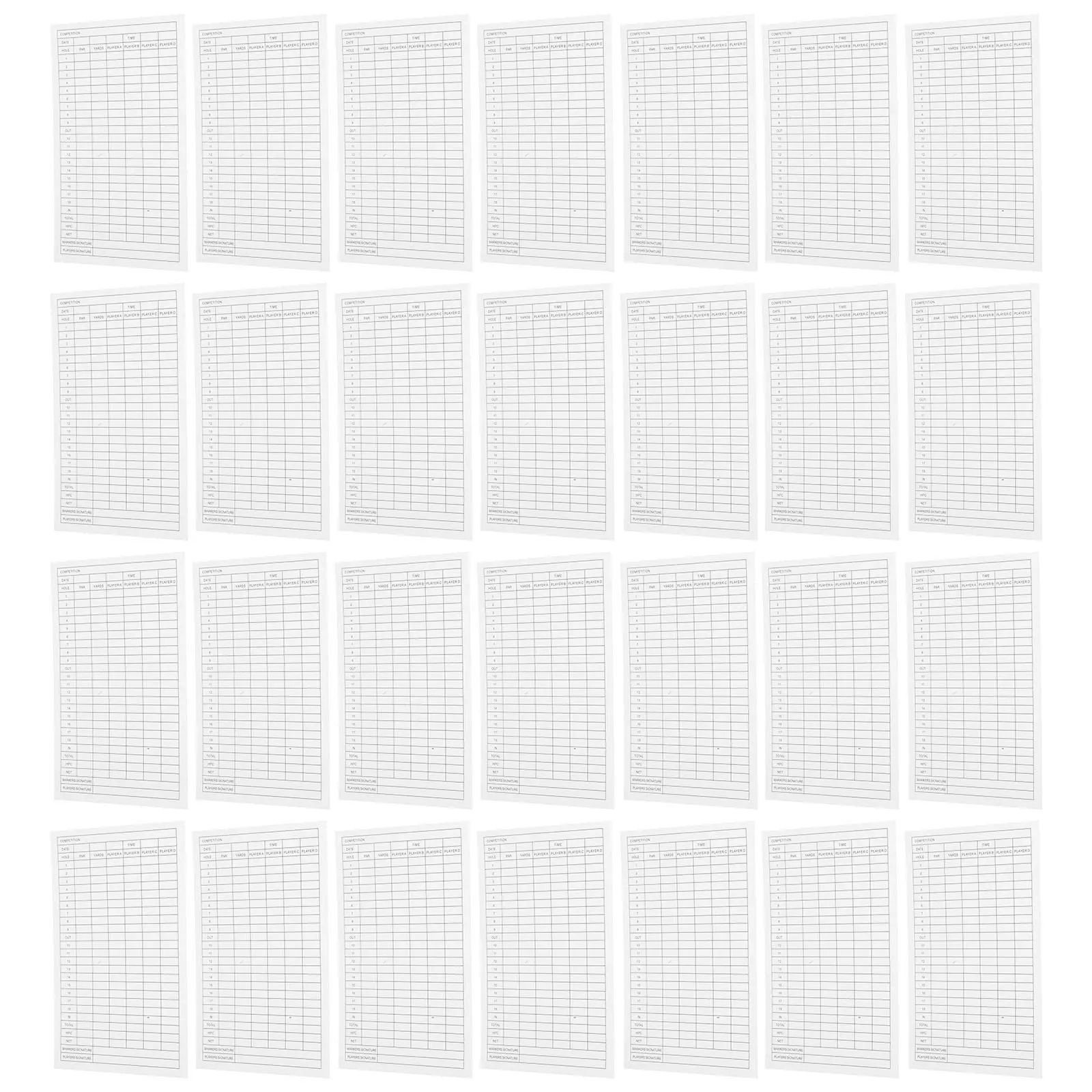 30Pcs Golf Score Recording Cards Coated Paper Portable Sports Scorecards Match Score Record Tools Golfs Supplies
