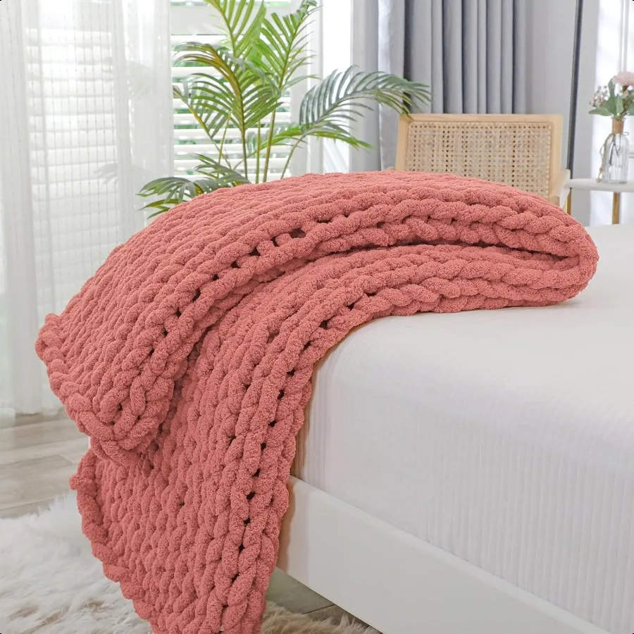 

Массивное вязаное одеяло для дивана 40x60 дюймов 100, ручная вязка с толстой Jumbo из синельной пряжи, уютная мягкая большая веревка с узлом Cabl