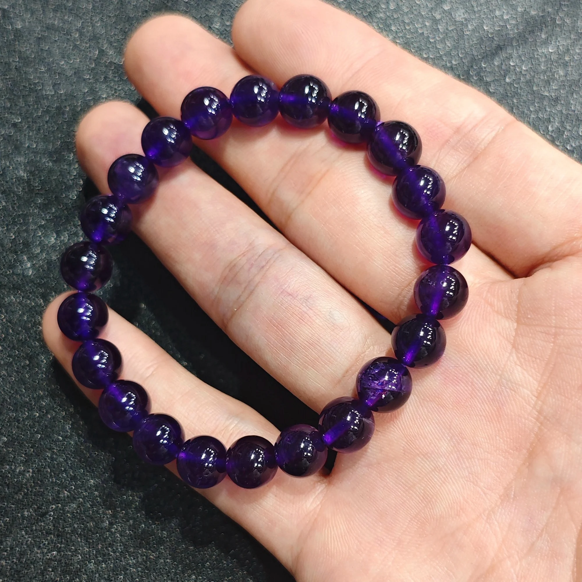 Deep Violet Amethyst Gemstone Bangle High Clarity Stretch Bracelet Aesthetic Quartz Jewelry Birthday Gift for Girlfriend