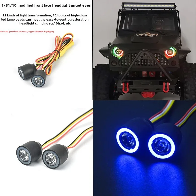 Metall-LED-Scheinwerfer 20 mm Angel Eyes für 1/10 RC Crawler Car AXIAL SCX10 III AX 103007   Jeep Chevrolet TRX6 Upgrade-Zubehör