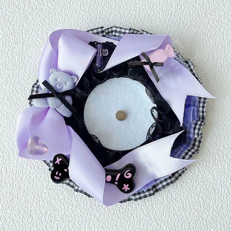 Sweet and Cute Artistic Round Lace Badge Holder, Bowknot Handmade DIY Anime Cartoon Game Character Peripheral Badge, Celebrity Idol Support Badge, Badge Display Stand, Storage Decoration, Badge Holder, Back-To-School Season, Graduation Season, Homecoming Season, Halloween, Easter, Holiday Gifts, Lolita Creative Small Items, Gumi Goods, Itabag, Itaboard, Material Accessories, Badge Holder