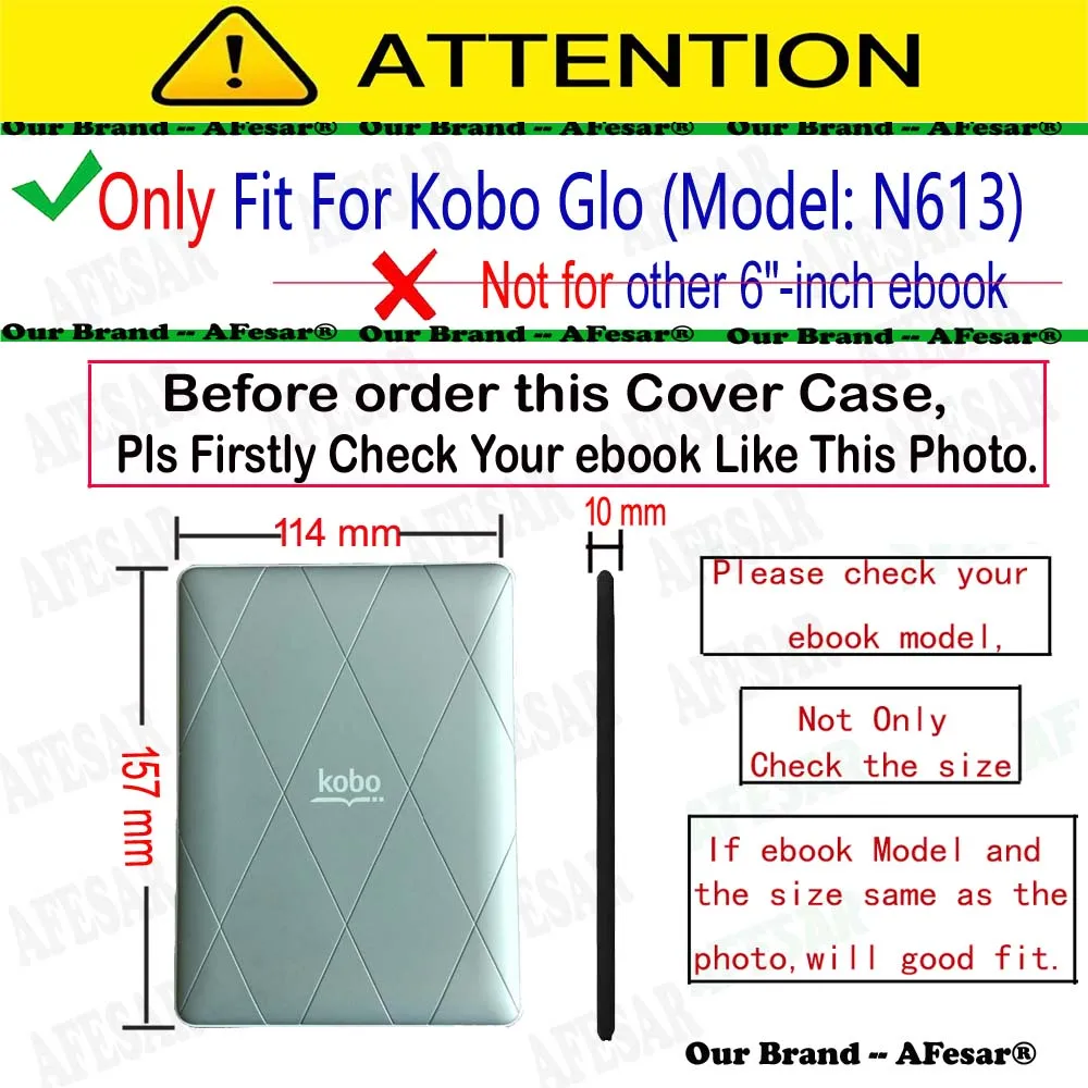 Flip Case for Kobo Glo ebook Reader Leather Cover Model N613 Protective Case with Magnet Closure Auto Sleep Gift Screen Film