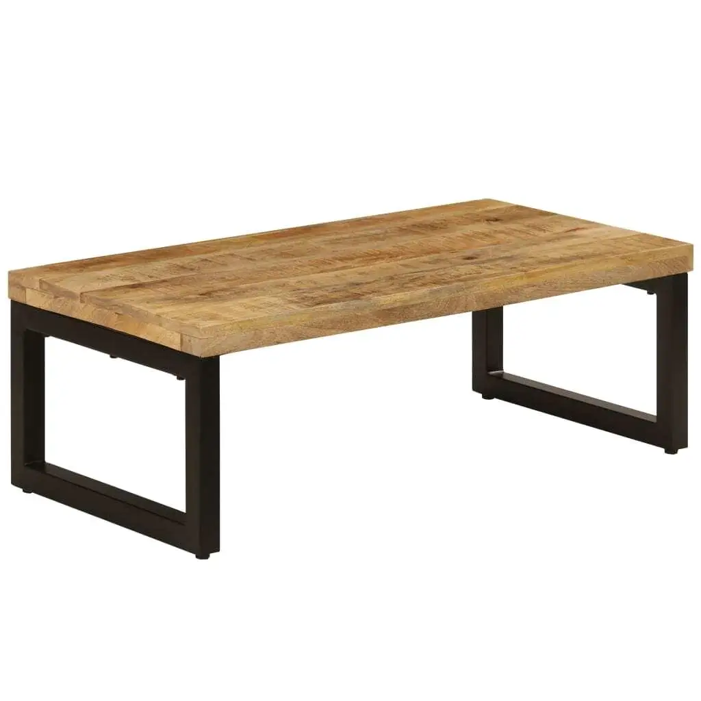 

Natural Finish Solid Wood Coffee Table with Steel Legs