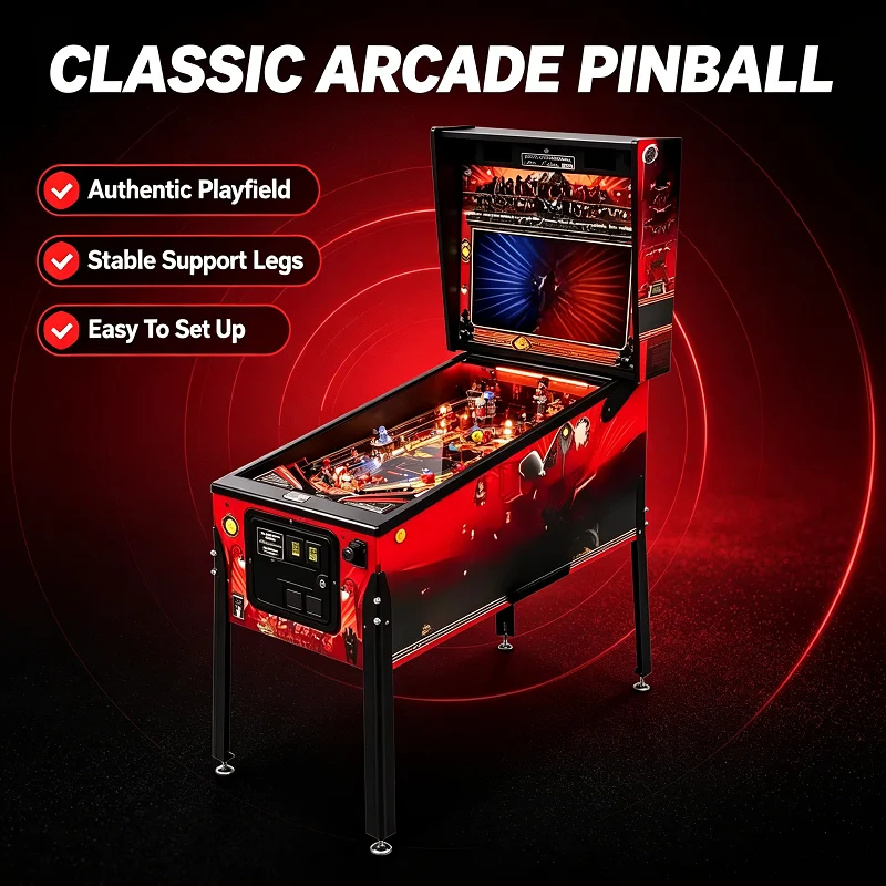 Pinball Arcade Interactive Machine Coin Game with Bead Dispenser Pull Rod Kids Activity Center Home