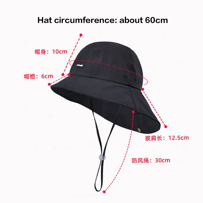 Foldable Sun Protection Bucket Hat Anti-UV with Neck Shawl Camping Hiking Cap Waterproof Breathable Sun Hat Bucket Hat