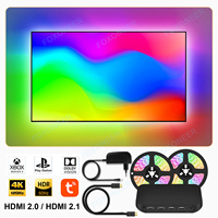 Smart Ambient TV Led Backlight For 4K HDMI 2.1 Device Sync Box Led Strip Lights Kit Wifi Alexa Voice Google Assistant Control