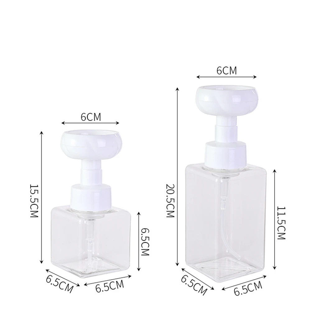 Square  Clear Foaming Bottle Liquid Soap Whipped Mousse Points Bottling Shampoo Lotion Shower Gel Foam Pump Bottles Dispenser