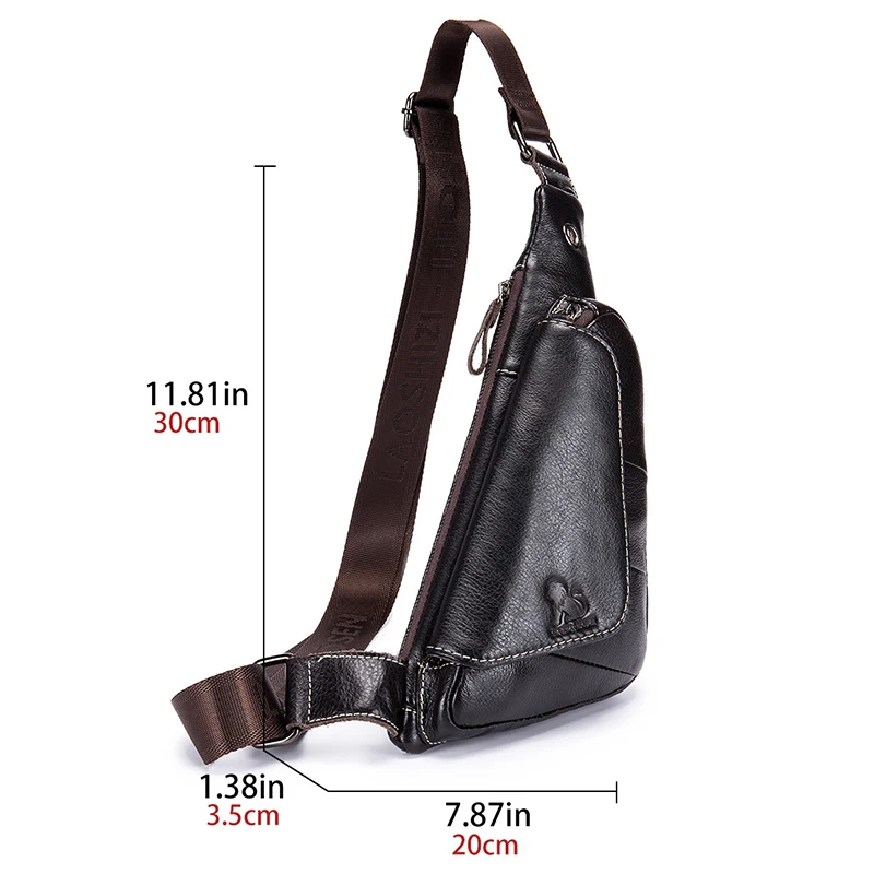 Men's new leather chest bag cowhide crossbody bag casual shoulder bag fashion solid color small shoulder bag commuting mini bag