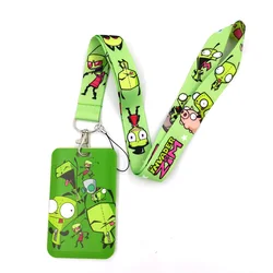 Invader Zim Art Cartoon Anime Fashion Lanyards Bus ID Name Work Card Holder Accessories Decorations Kids Gifts