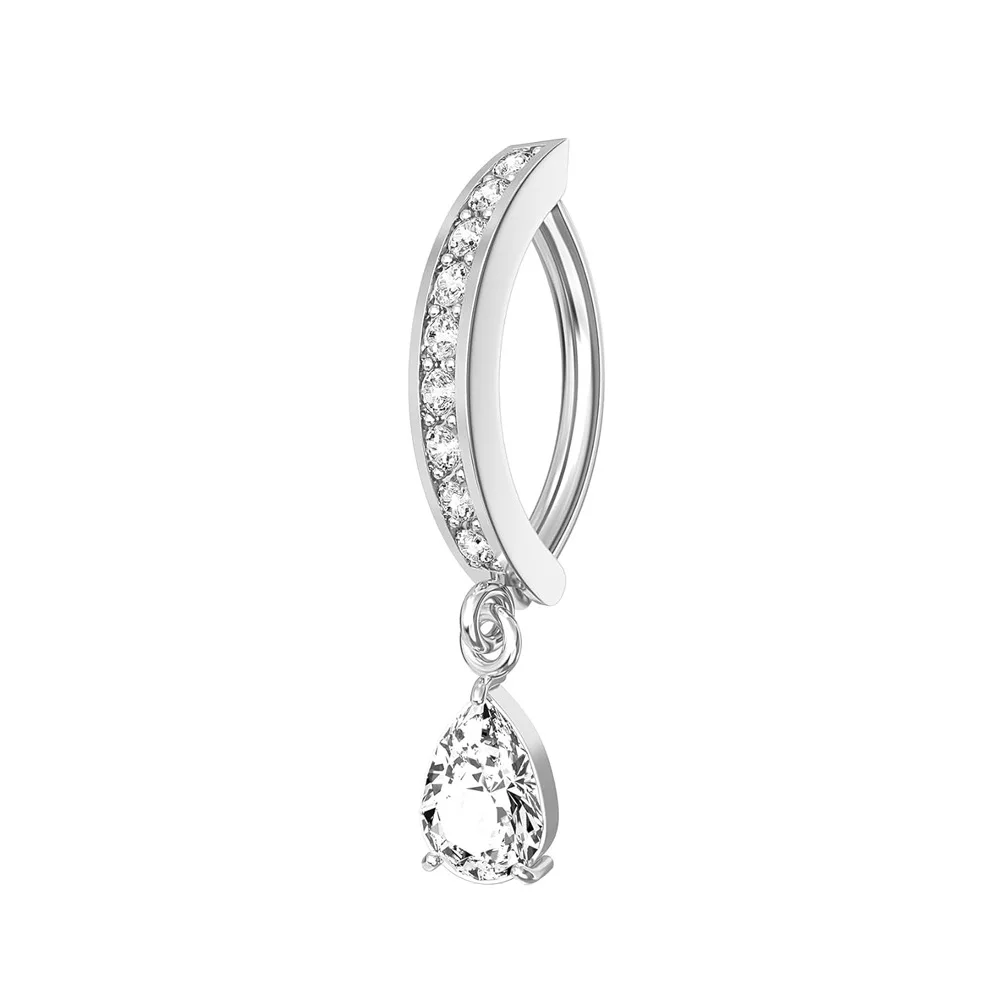 Stainless Steel Crystal Clicker Belly Button Ring