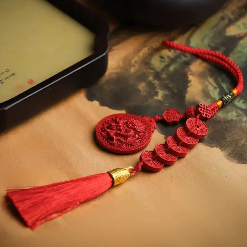 High and Content Emperor Red Sand Qing Dynasty Five Emperors' Coins Hanging Car Pendant Exqu