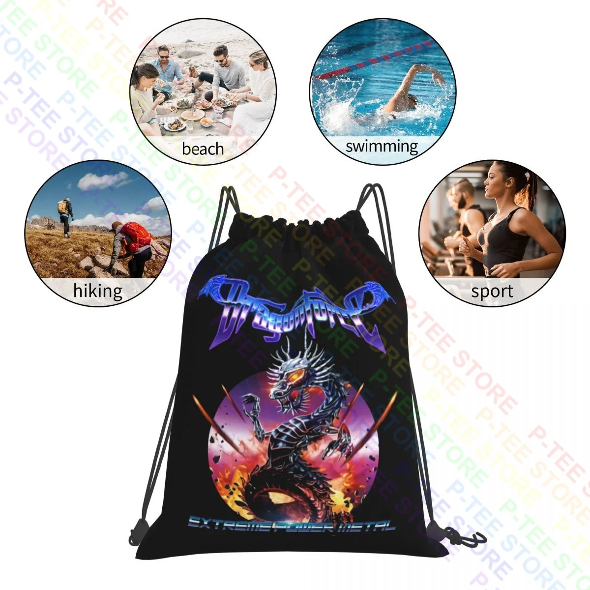 Dragonforce Extreme Power โลหะมังกรกระเป๋าสตางค์ Tas Gym น่ารักพับได้ Eco Friendly เสื้อผ้ากระเป๋าเป้สะพายหลัง