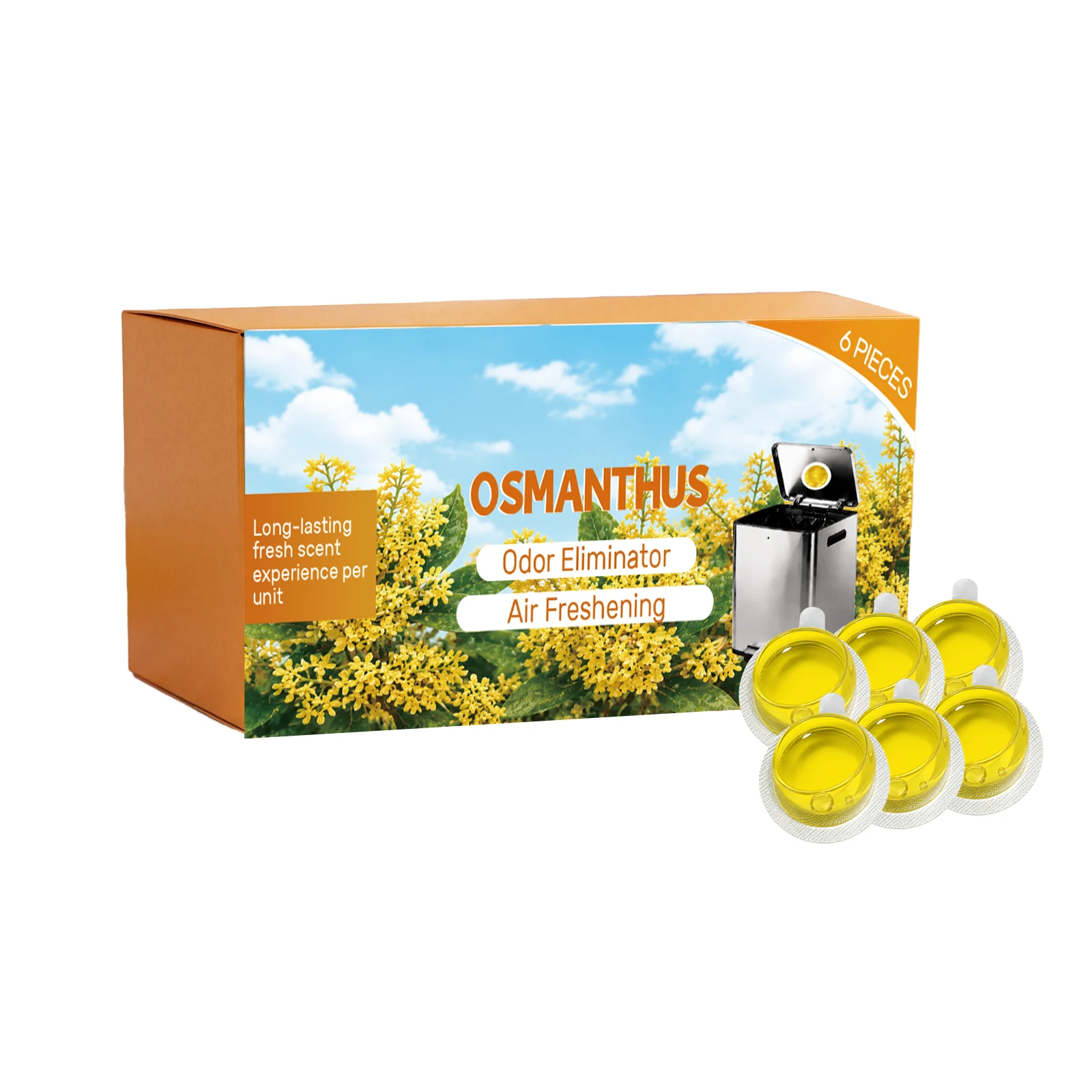 Trash Can Deodorizer, Osmanthus Scent Odor Eliminator, Household Trash Bin Freshener, Neutralizes Garbage Odor, Long-Lasting Fresh Fragrance, Deodorizer for Kitchen Bin, Recycling Bin, Bathroom, Diaper Pail, Pet Waste Bin