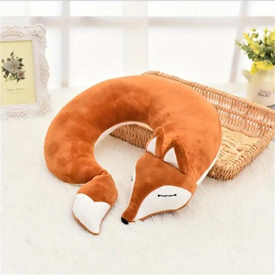 1 Pcs U Shape Neck Travel Pillow Cute Fox Pillow Hug Sleeping Pillows Ornamental Pillow Office Sleep Pillow 30*30*8CM