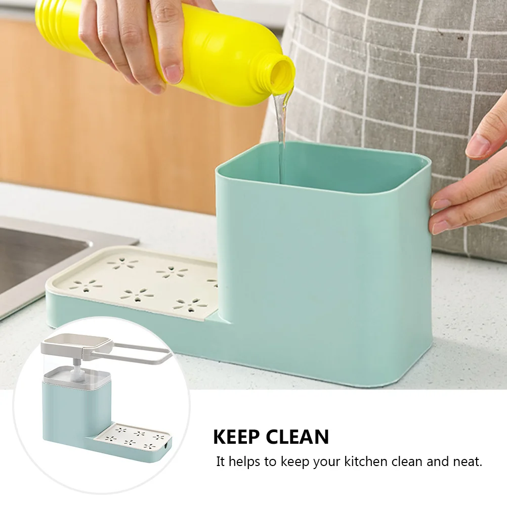 

Dish Brush Holder Manual Soap Dispenser Detachable Sponge Storage Container Kitchen Sink Organizer Press Soap Pump