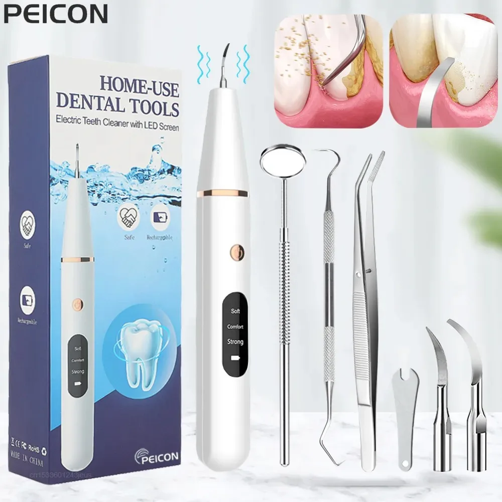 2024 Ultrasonic Oral Cleaning Dental Scaler For Teeth Tartar Stain Tooth Calculus Remover Electric Sonic Teeth Plaque Cleaner