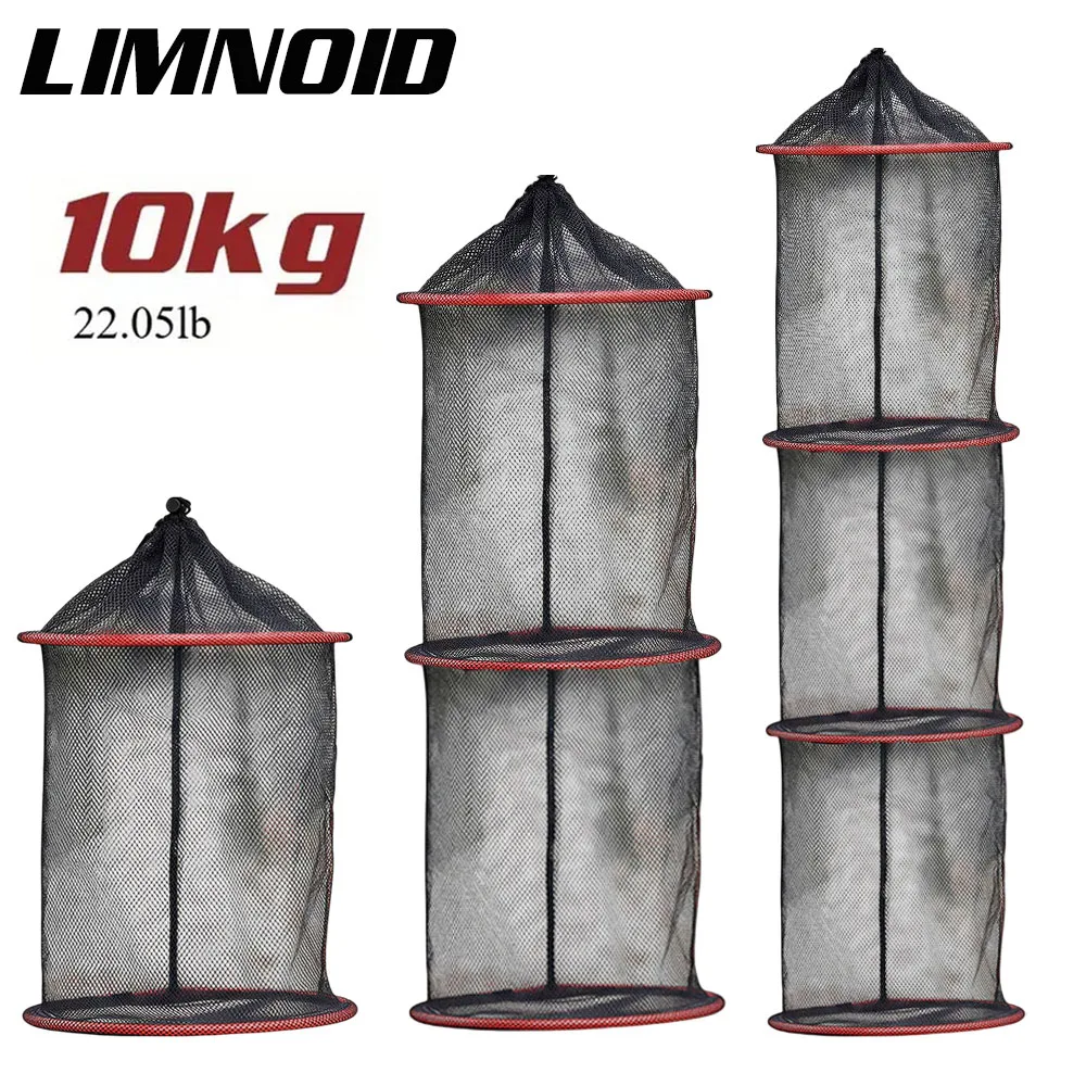 Limnoid 30 60 90cm Floating Fishing Net With Adjustable Drawstring Quick Drying Breathable Mesh Foldable Fish Keeping Net