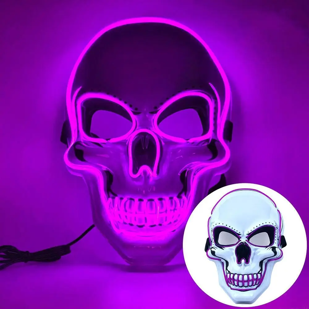 أزياء الرعب هالوين الجمجمة قناع زي الهالوين التأثيري LED قناع الضوء البارد LED ضوء تأثيري قناع حفلة الهالوين