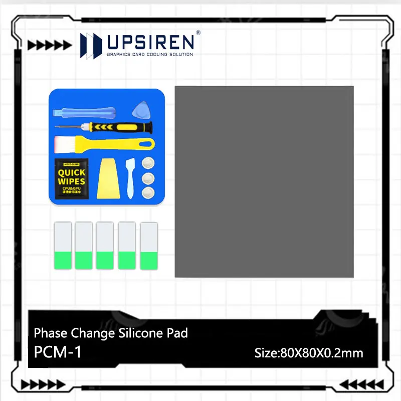

UPSIREN PCM-1 Замена термопасты PCM Pad Твердая силиконовая смазка для изменения фазы Силиконовая отменная прокладка PCM Thermosetting