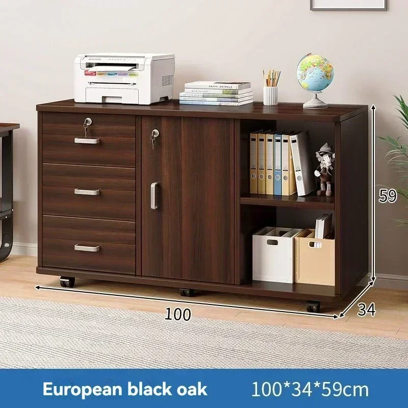 File cabinet movable with lock, modern and simple, large capacity storage, multifunctional office desk cabinet, low cabinet