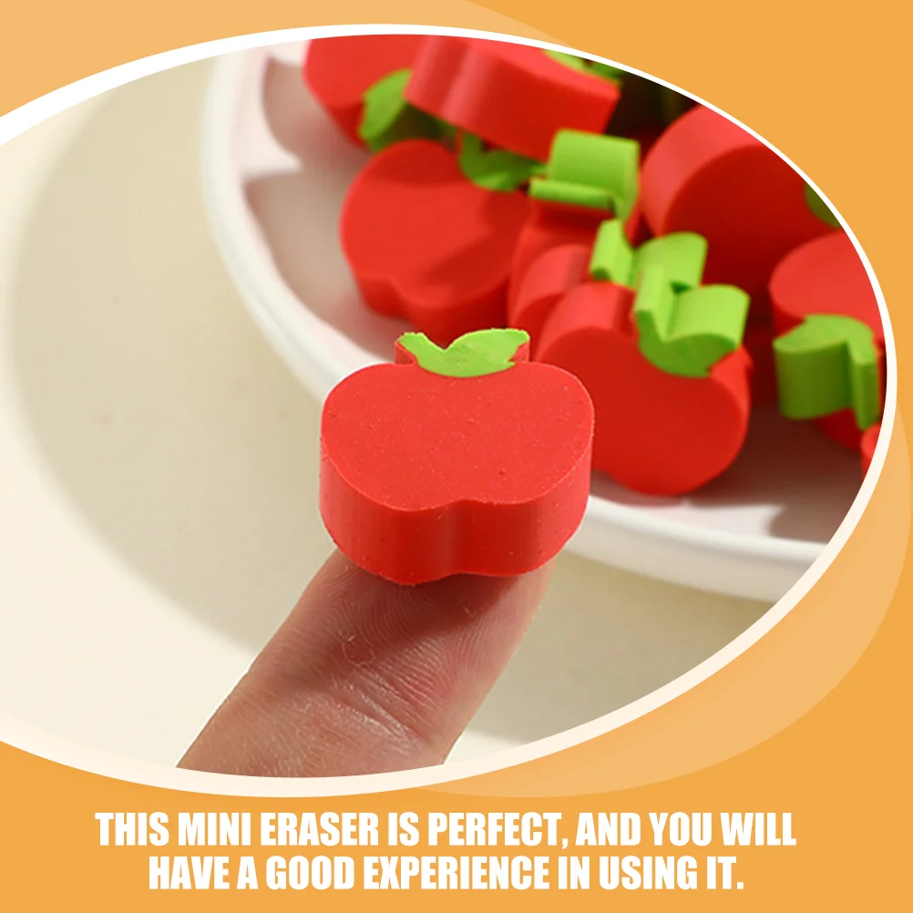 100 Pcs Apple Eraser Mini Pencil Erasers for Kids Bulk Lovely Cartoon Adorable Fruits Toddler