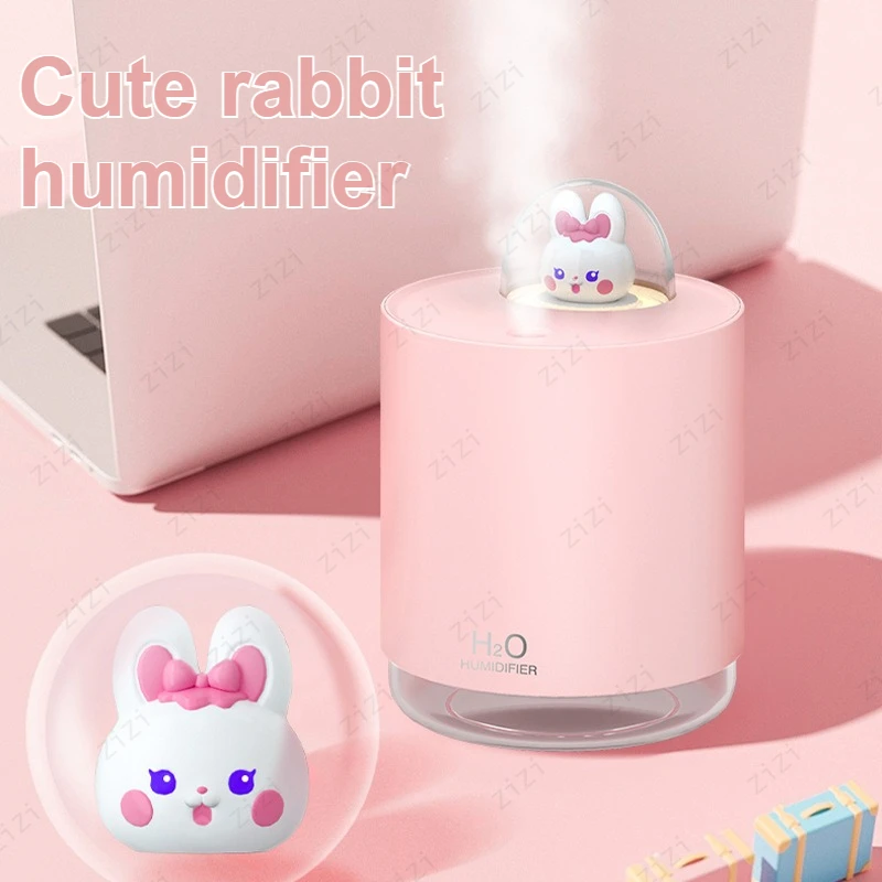 

Nano Cute Rabbit with Night Light Humidifier Household Desktop USB Charging Water Replenishing Mute Spray Humidifier